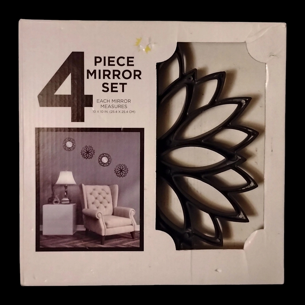Black 4-Piece Mirror Set
